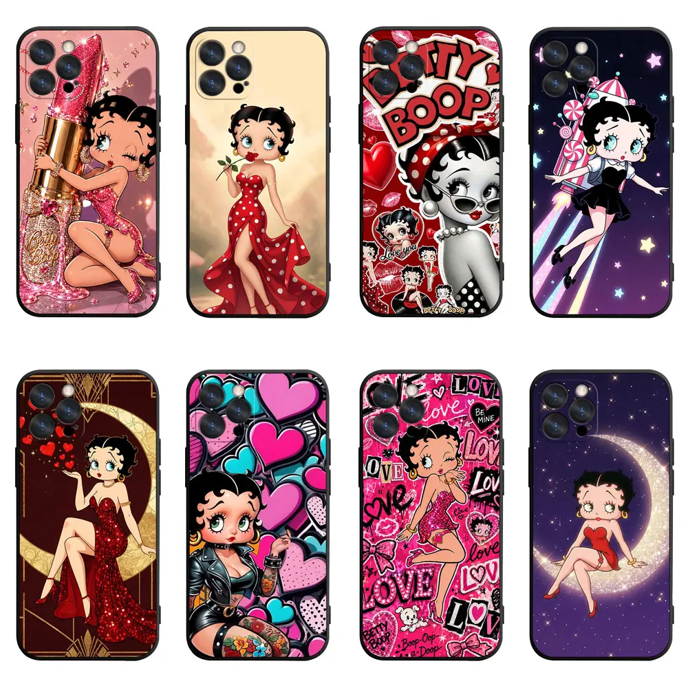 Betty Boop Phone Case, Four-Corner Shockproof Lens Protective Cover Compatible With iPhone 11/12/13/14/15/16/17 & Samsung Galaxy S23/S24/S25/S26
