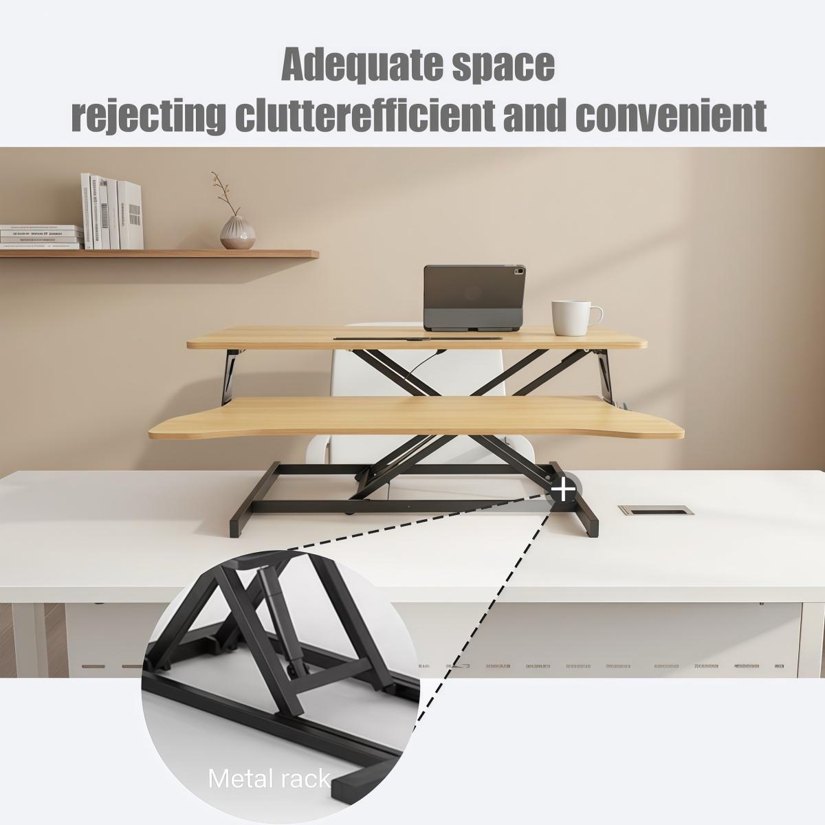 32 Inch Desk Converter, Height Adjustable Sit to Stand Riser, Dual Monitor and Laptop Workstation with Wide Keyboard Tray ( BLACK )