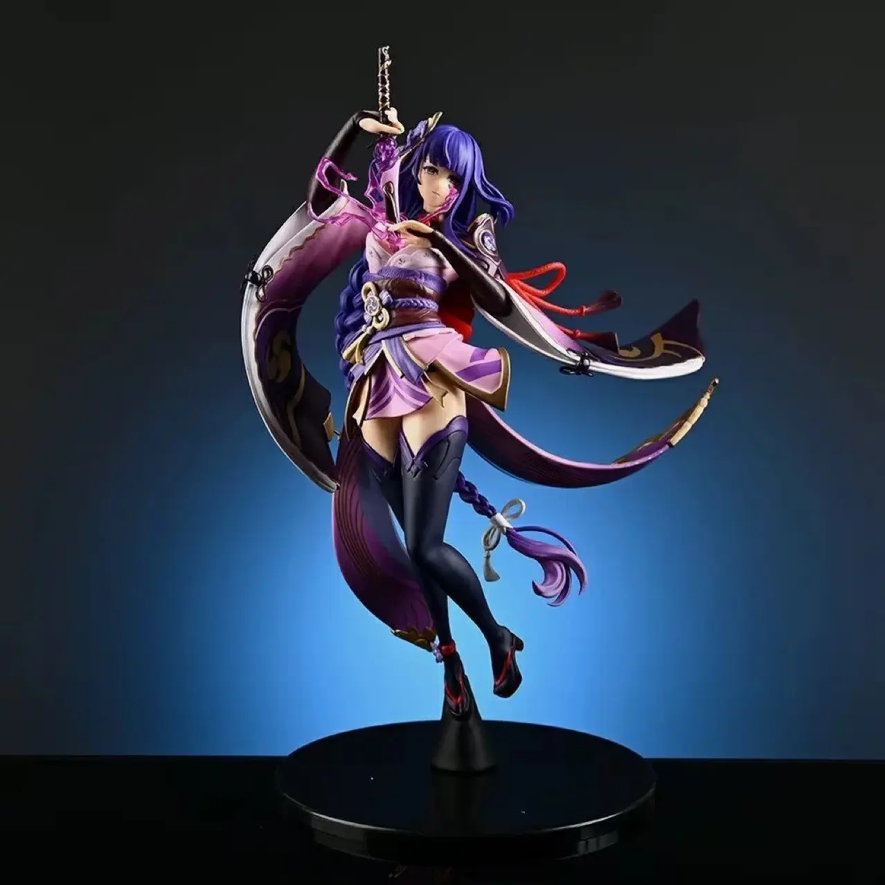 Genshin Impact Raiden Shogun Figure, Bar Anime Girl Statue Collectible Model, Desktop Decor, Gift for Game Enthusiasts