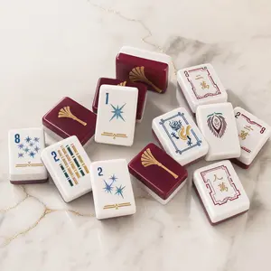 Luxury Gold Ginkgo Leaf American Mahjong Set - Smooth-Play Acrylic Tiles, Dual English Number Markings, Ideal for Casual Hangouts, Game Nights & Gifting