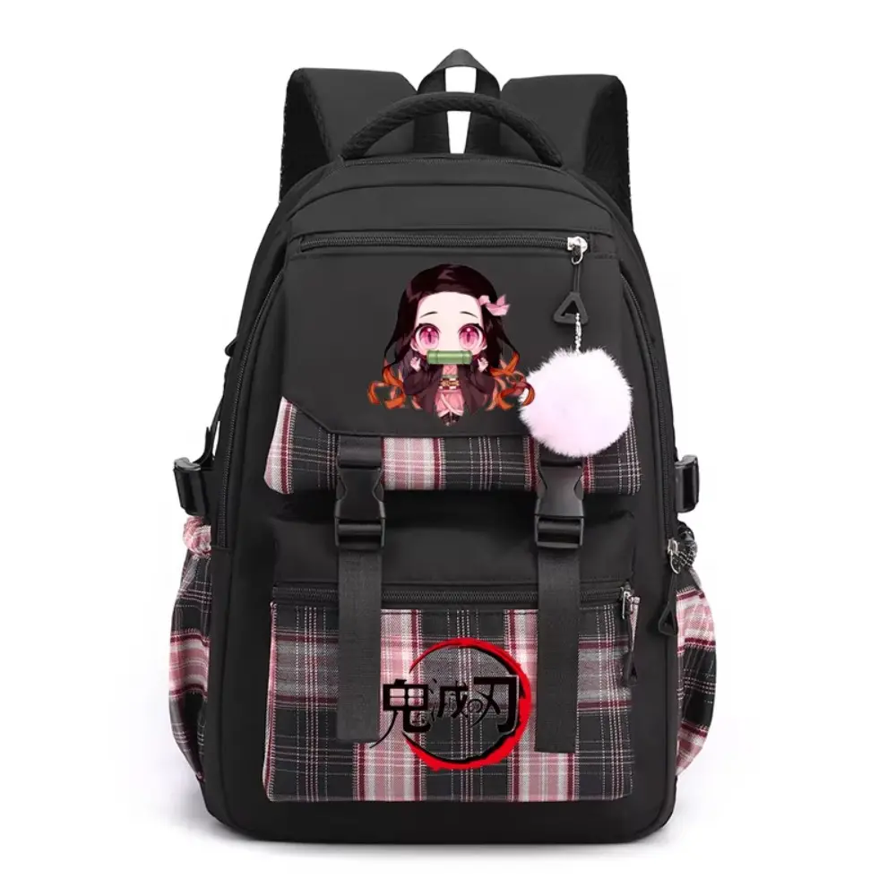 Anime Demon Slayer Nezuko School Bags Boys Girls Teens Bookbag Nylon Rucksack Fashion Backpack Women Shoulder Bag