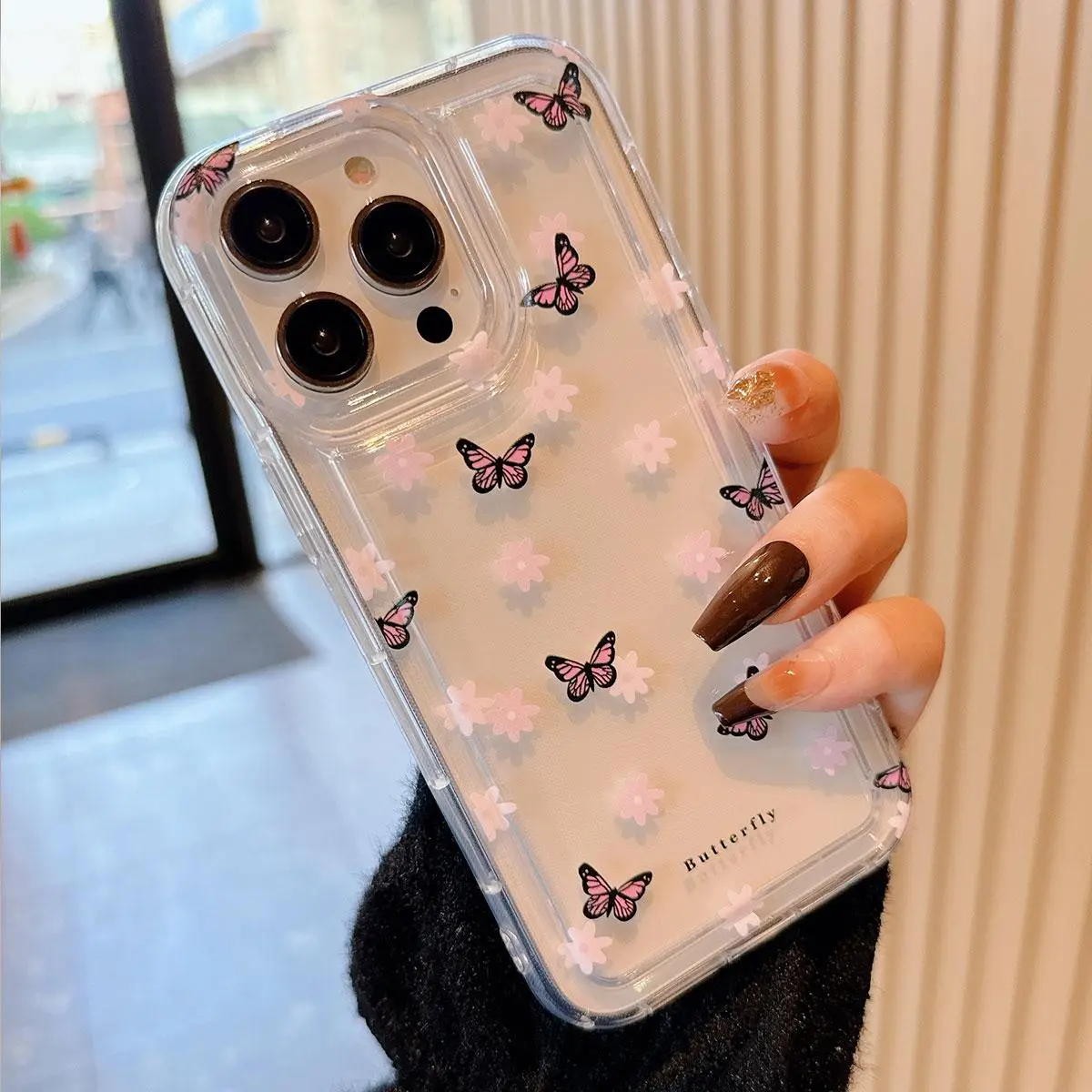 Butterfly Pattern Phone Case, Cute Fashion Decorative Phone Protector Cover, Phone Accessories Compatible With iPhone Series