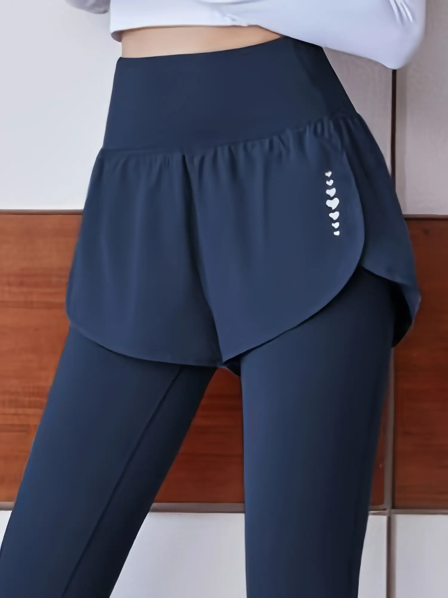 2-In-1 Quick-Dry Yoga Fitness Leggings Butt-Lifting Athletic Running Tights Women'S Activewear Women'S Faux Two-Piece Compression-Waist Moisture-Wicking Casual Leggings