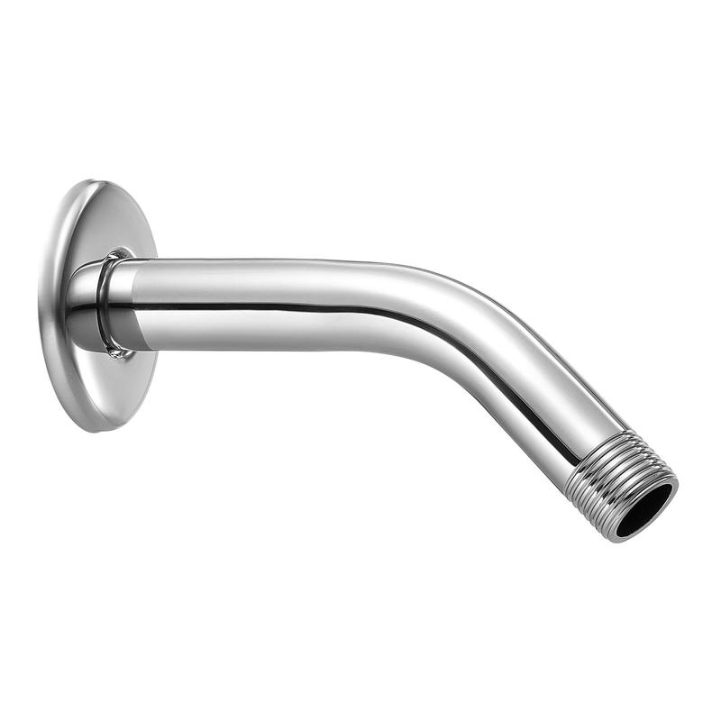 VEVOR Shower Arm with Flange, 6 Inches, Wall Mounted Stainless Steel Shower Head Arm Extender, Chrome Finish, PTFE Tape, G1/2 Universal Thread Connector Compatible, for Fixed & Handheld Showerhead