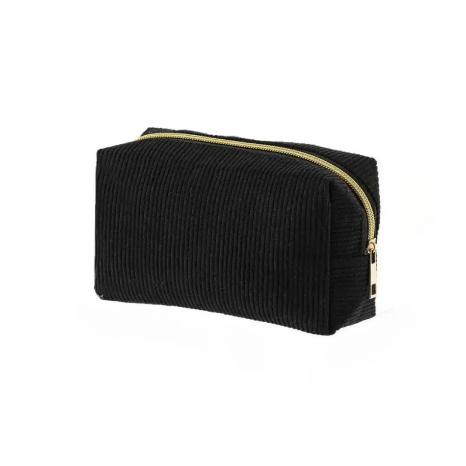 Large‑Capacity Corduroy Makeup Storage Bag With Golden Zipper, Portable Multifunctional Organizer For Travel, School And Office Use, Simple Versatile Toiletry Pouch For Daily Arrangement