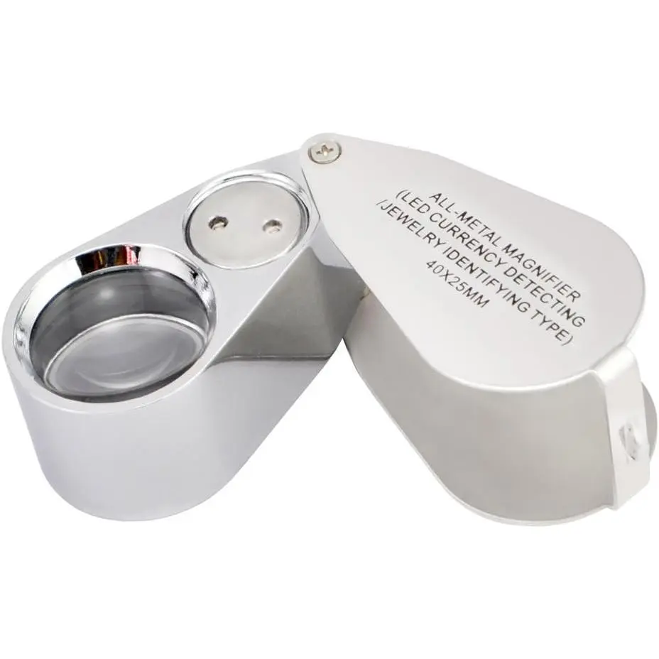 40X 25mm  Metal Magnifier Jeweler LED UV Lens Jewelery Loupe Magnifier (LED  Detecting/ Identifying Type)