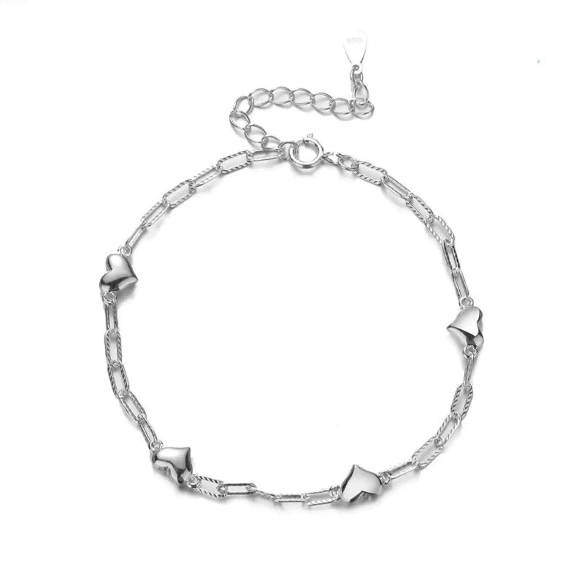 925 Sterling Silver Heart Bracelet for Women, Minimalist Dainty Paperclip Chain Jewelry, Lightweight and Stackable, Birthday Gift Ideas, Minimalist Chic, Lightweight Chain, Paperclip Link, Safe Wear, Elegant Jewelry Bracelet, Heart Motif