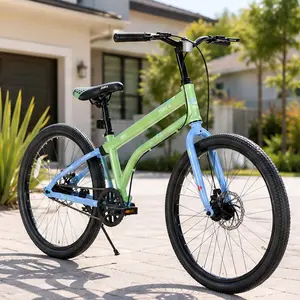 ARCH 24 Inch Kids Bike for Girls and Boys Ages 10+ Single Speed Teen Bicycle with Dual Disc Brakes Lightweight Steel Frame Multiple Color Options 24x2.125 Tires for School Park Neighborhood Riding Youth Cruiser, Blue+Green/Blue+Yellow/Grey/Pink