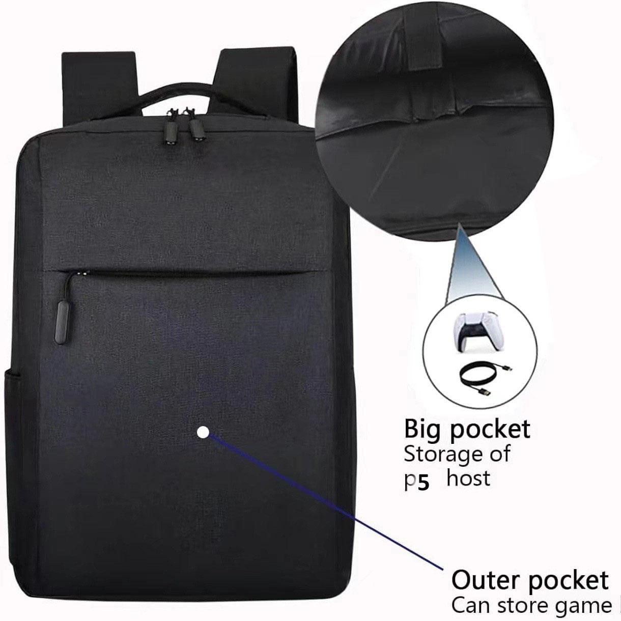 Game Console Backpack, Large Capacity Game Console Storage Bag with Game Console Holder, Travel Bag for PS5/Slim/Pro Console, Console Accessories, Casual Travel Backpack