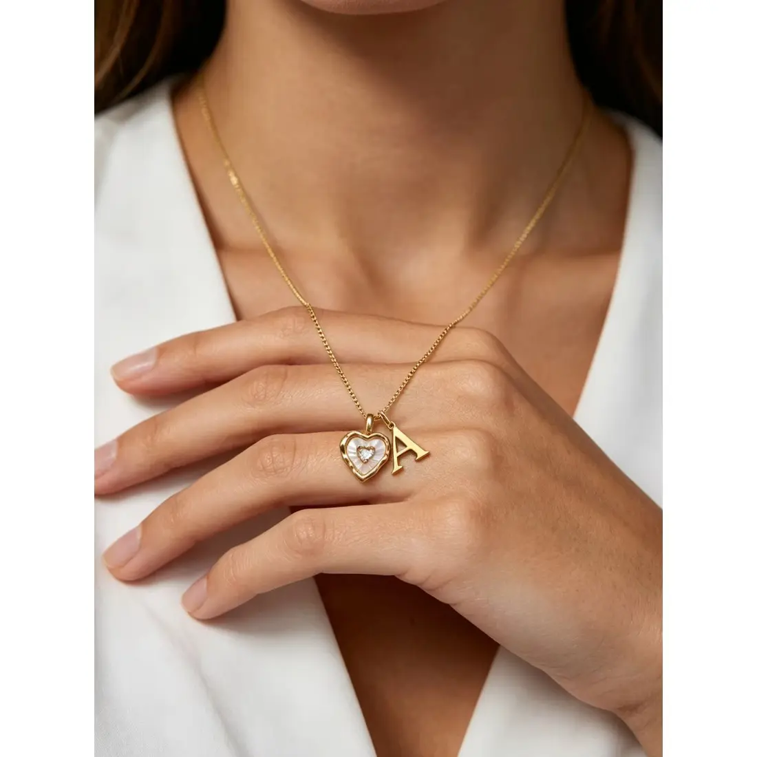 Personalized Initial Letter Necklace for Women, Natural Shell Heart Pendant, Dainty Alphabet Necklace with Elegant Detail, Trendy Everyday Jewelry for Birthday, Anniversary & Gift