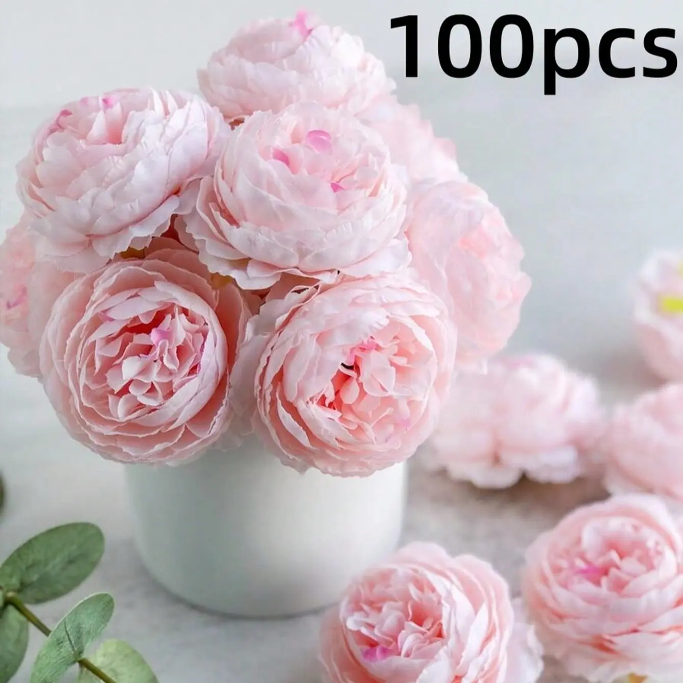 100pcs Realistic Peony Flowers with Stems, Faux Flower Decor, Wedding Party Decor, Cake Decoration, Home Living Room Table Centerpiece, Fall Season Gift