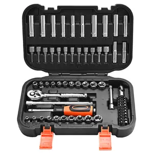 70PCS 1/4 Inch Drive Socket Ratchet Wrench Set SAE & Metric Deep & Shallow Sockets CR-V Steel Mechanic Tool Kit with Bits Storage Case, End Rummaging For Mismatched Scattered Tools, Auto Repair Hand Tool For Garage DIY Car Maintenance