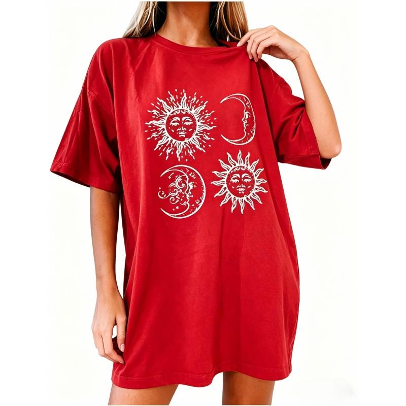 Womens Crewneck Short Sleeve T-Shirt,Oversized Summer Tops,Unisex Solid Printed T-shirt