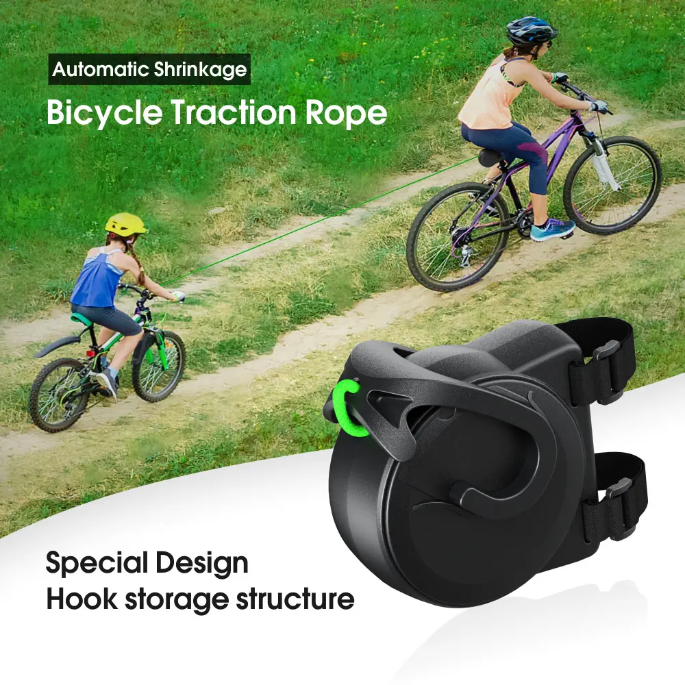 Auto-Retractable Bicycle Tow Rope Set - Retracts Auto, Universal Fit Bicycle Traction Rope with Lightweight Nylon Strap, Hook Storage Structure for Outdoor Group Ride Pull Assistance, Cycling Gear