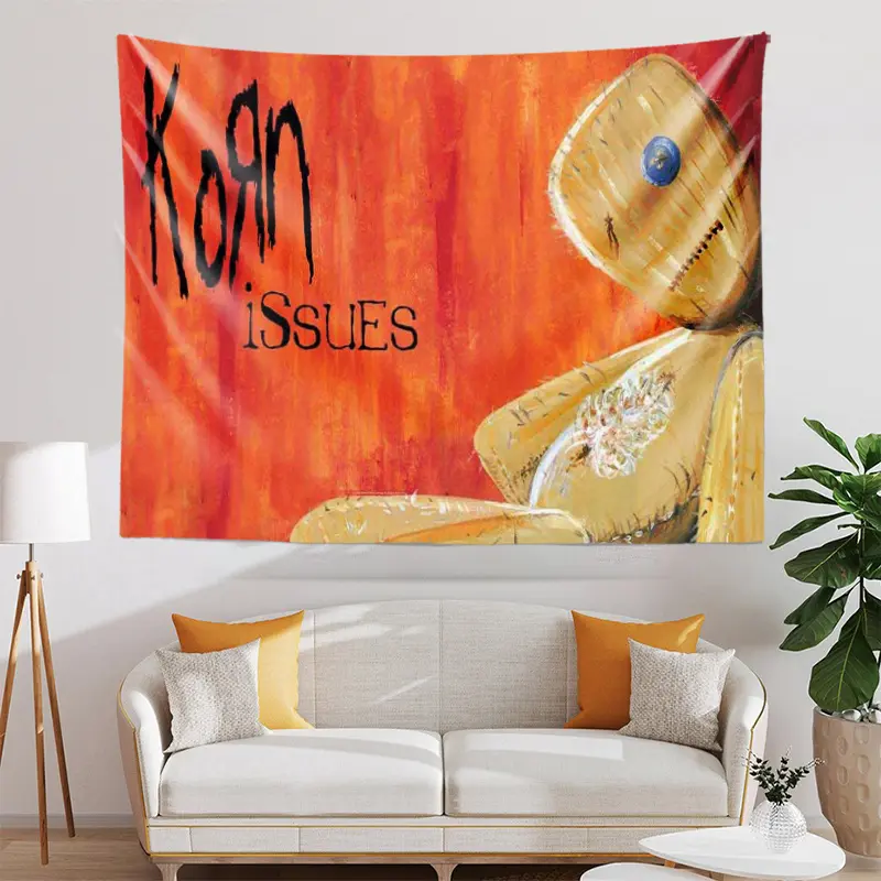 1pc Razamataz Korn Tapestry - Horizontal Iconic Issues Poster Music Banner Suitable for Dorm Room Decor, Korn Themed Party Wall Hanging, Indoor/Outdoor Merch for Home Decoration