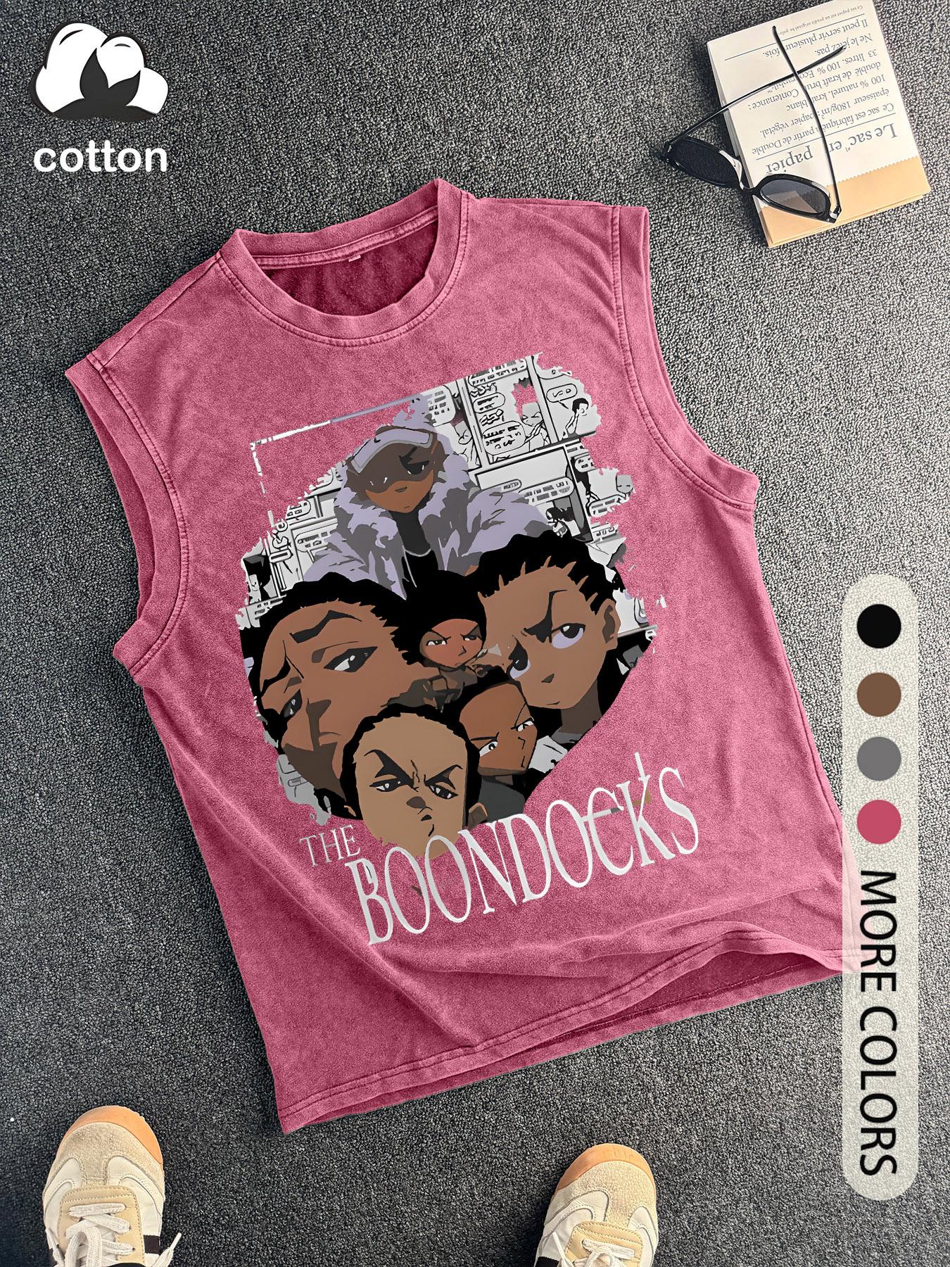 Men's The Boondocks Graphic Distressed Round Neck Tank Top, Regular Fit Casual Sleeveless Top for Summer, Men's Top for Daily Wear