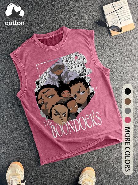 Men's The Boondocks Graphic Round Neck Tank Top, Regular Fit Casual Sleeveless Top for Summer, Men's Top for Daily Wear
