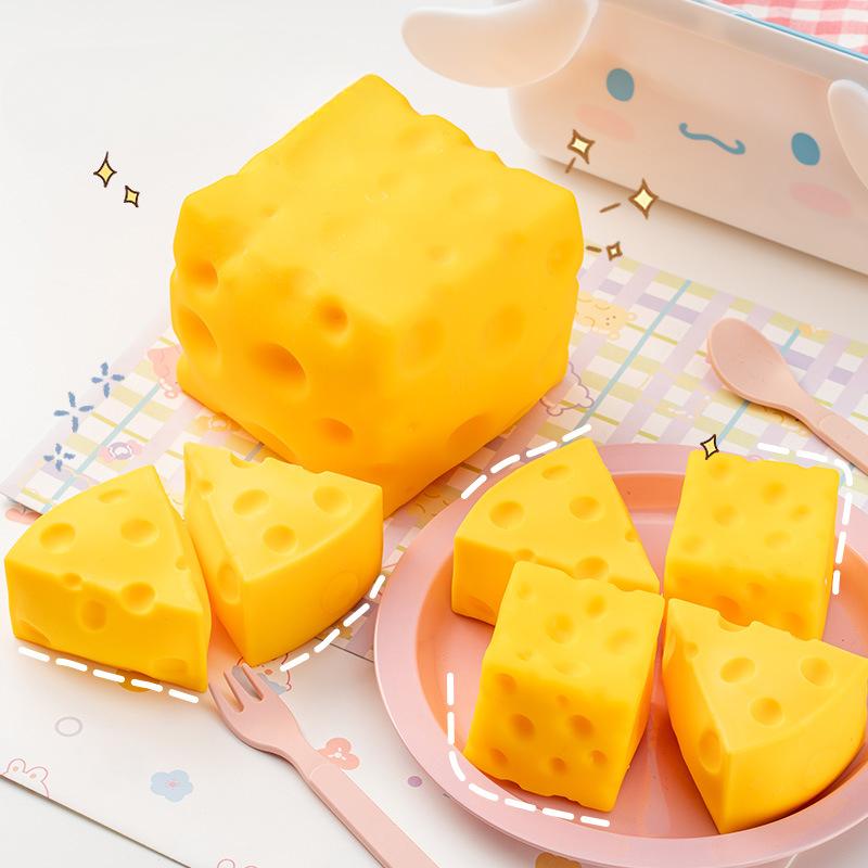 Soft & Bouncy Cheese Squishy Toy Office Stress Relief Venting Creative Gift Unique Home Decor Decompression Squeeze Realistic Design