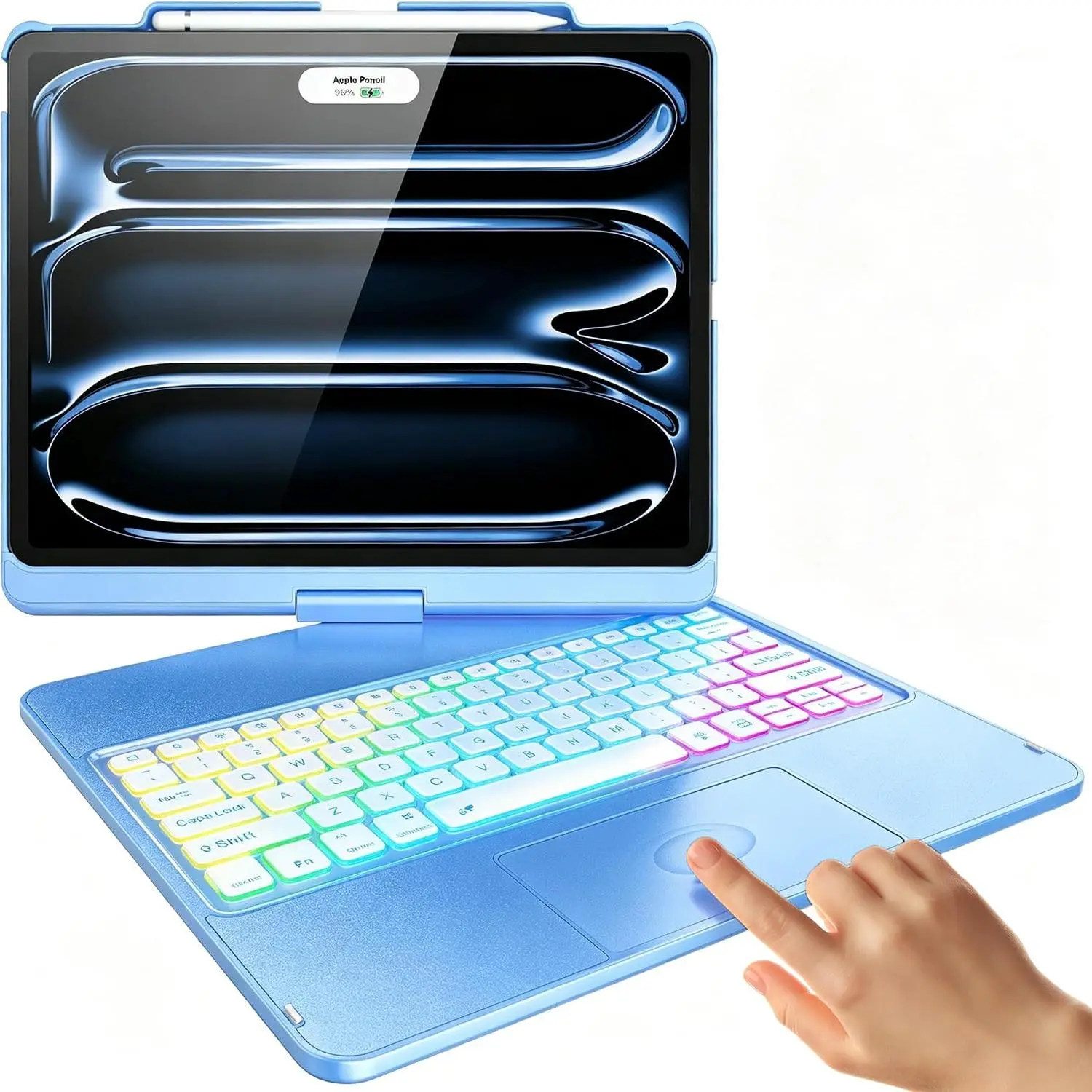 for iPad Pro 13 inch Case with Keyboard M5/M4, 360° Rotating, Blue