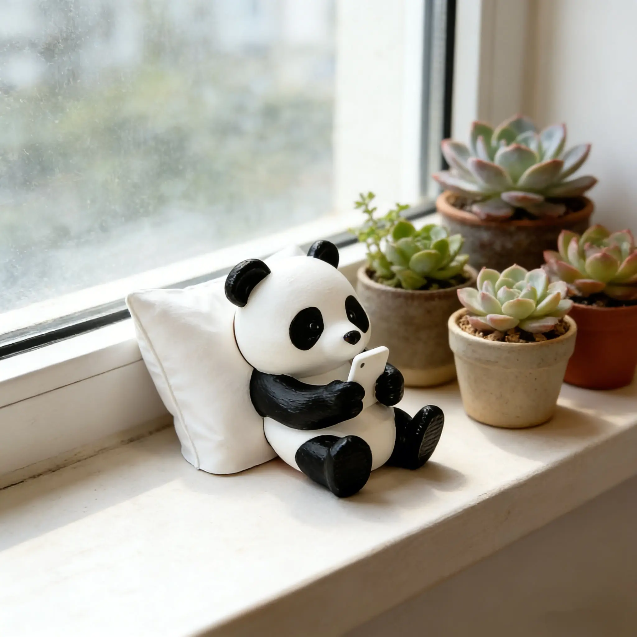 Panda Sculpture Ornament, Desktop Office Decor, Car Decoration, Creative Animal Model, Home Gift Collection Item, Unique Art Piece