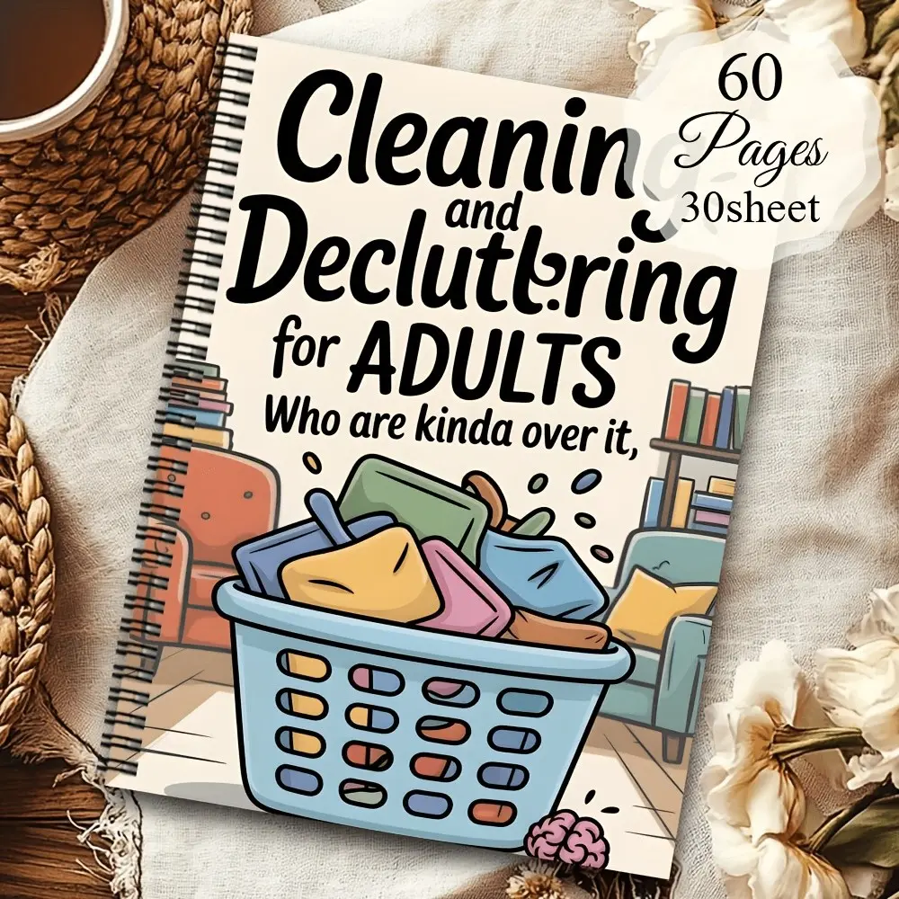Aesthetic Adhd Cleaning Plan Spiral Notebook, Daily Weekly Monthly Yearly Chore Log, Home Organization System, Minimalist Task Manager, Planners