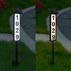 Solar Lighted House Address Numbers Sign, Solar  House Numbers Light, LED Illuminated Outdoor Address Plaque for  Yard Garden House