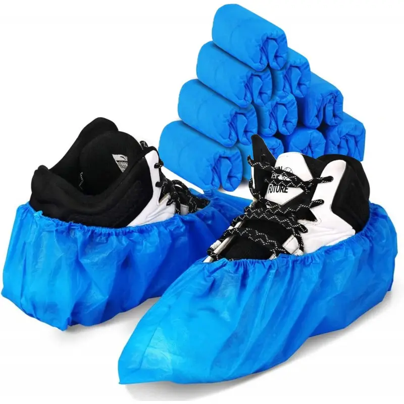 Unisex Thickened Disposable Boot Covers - Waterproof, Dustproof, Non-Slip, Blue, 100 Pairs, Size Fits Most, Indoor/Outdoor Protection Rain Shoes & Covers for Floors, Carpets
