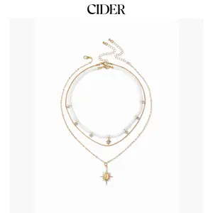 Cider STAR & RHINESTONE & BEADED LAYERED NECKLACE