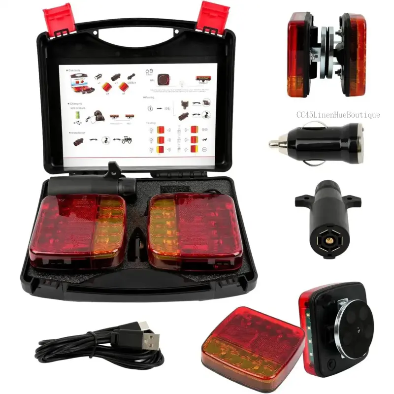 Lights, Rechargeable Trailer Lights Kit with Suction Base for Boat, CamperCC45LinenHueBoutique