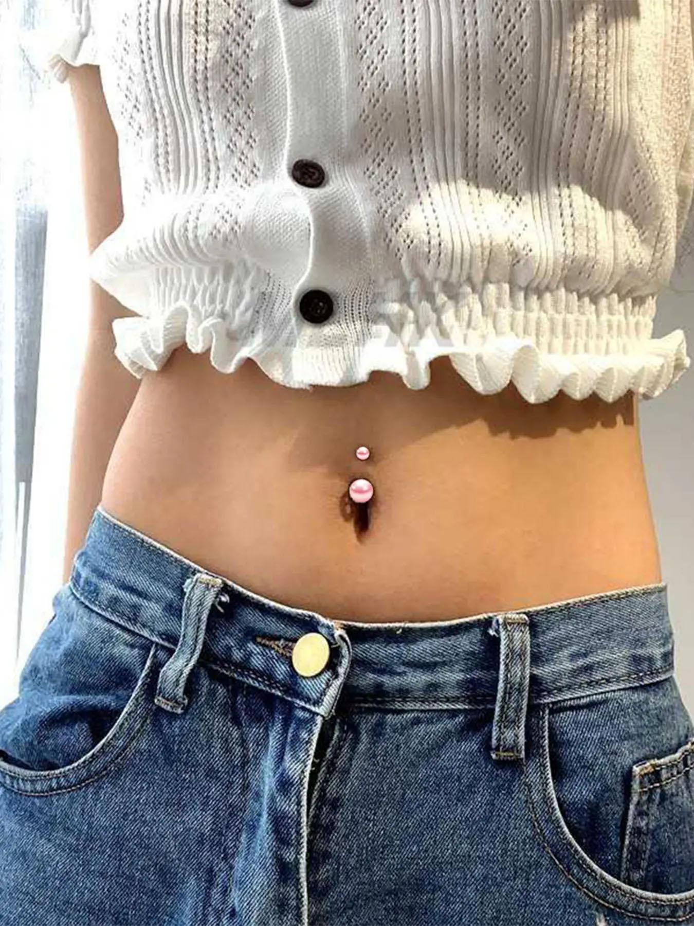 10pcs/set Elegant Rhinestone Heart Decor Belly Button Ring, Trendy Women Belly Piercing Body Jewelry, Classic Fashion Accessories for Daily Wear, Valentine's Day Gift, Body Piercings Set