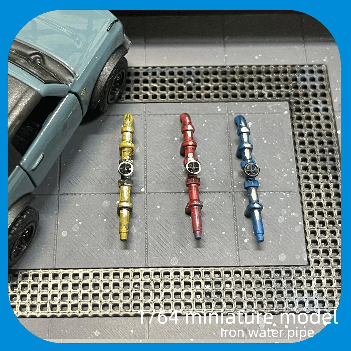 Detailed Scene 1: 1:64 Scale Micro Model Repair Shop, Mini Water Pipe Ornament, Car Model Scene, Vintage Layout, Portable Figurine