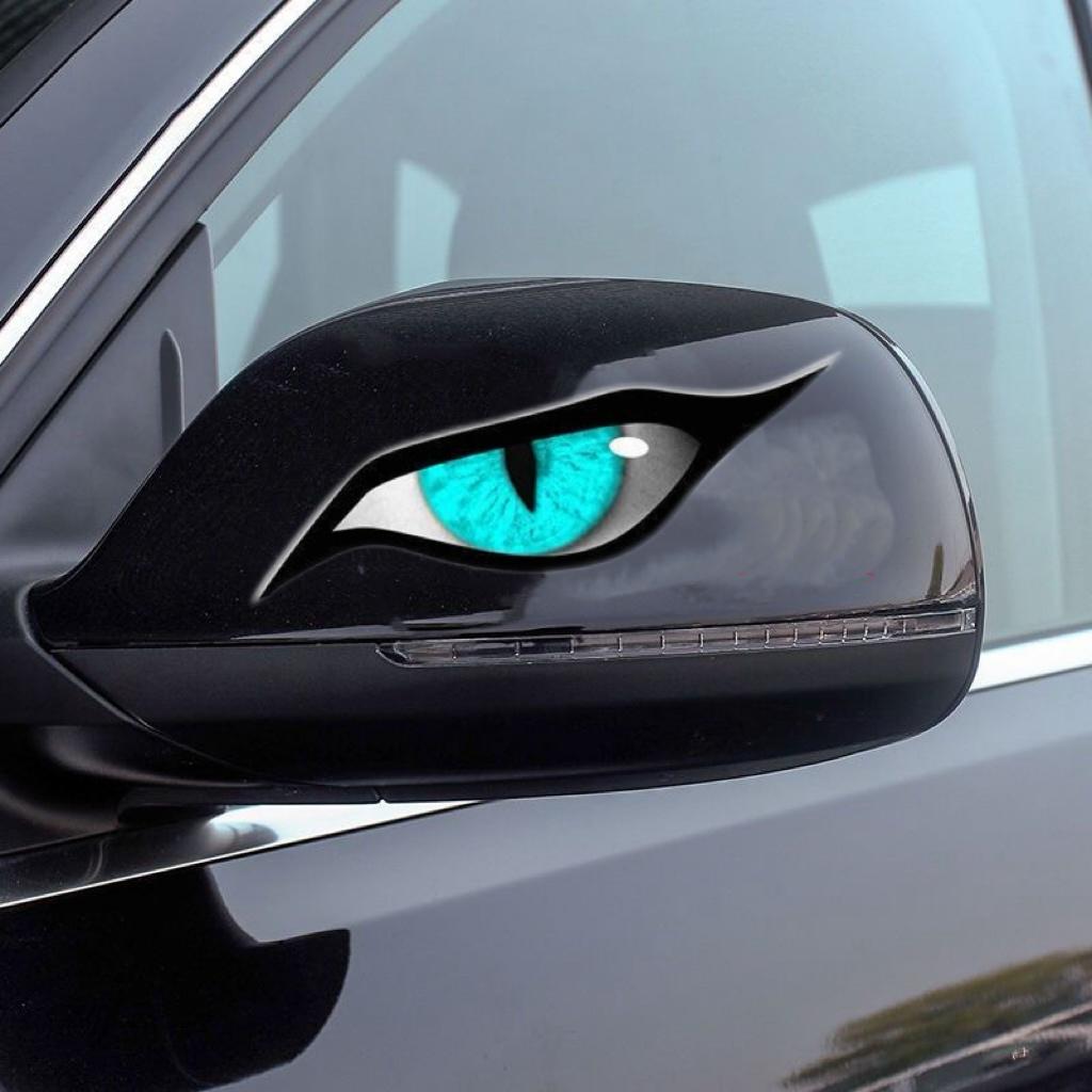 3-Pack Raptor Eye Car Stickers, Horror Rearview Mirror Decals for Trucks SUVs, Waterproof UV Resistant Scratch-Proof Vinyl, Spooky Halloween Car Decor, Universal Fit Auto Exterior Accessory