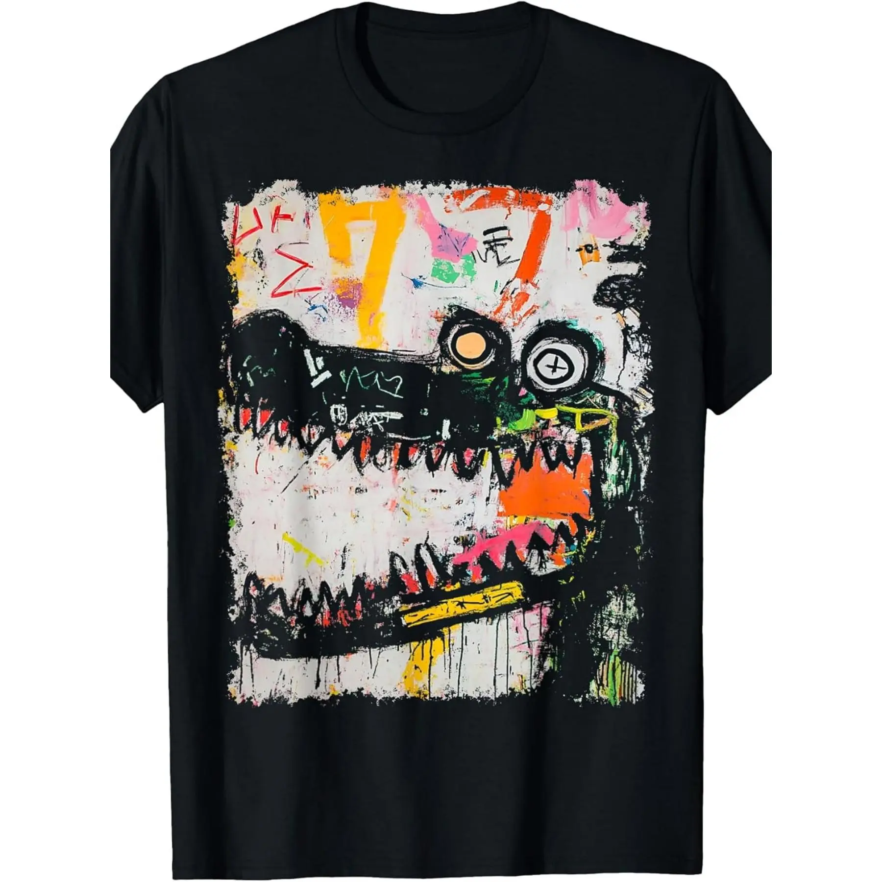 Men's & Women's Retro Reptile Graffiti T-Shirt - Short Sleeve Round Neck Tee with Snake Lizard Reptile Print, Casual Streetwear for All-Season Wear 220G