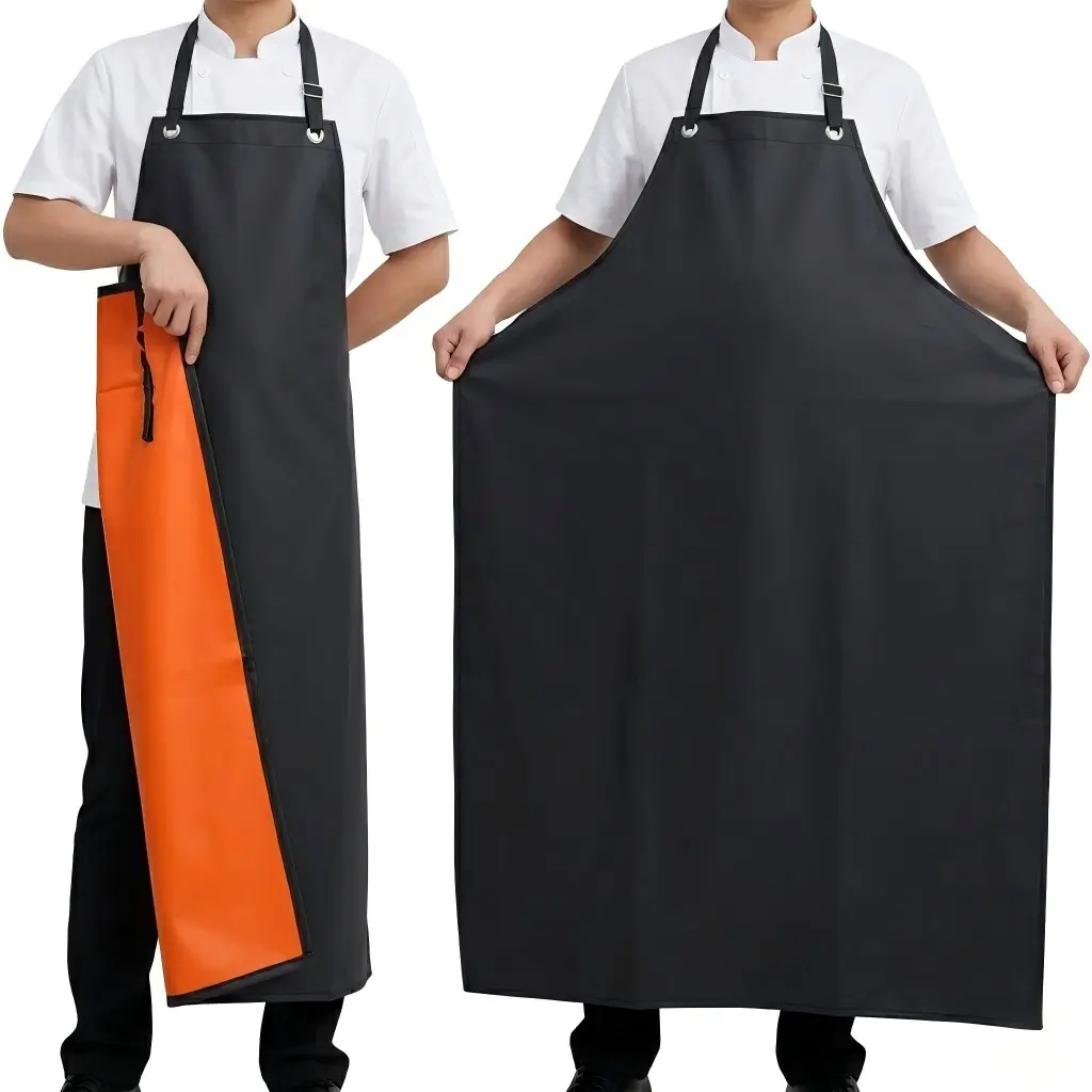 41"x30" Extra Long Heavy Duty Adjustable Work Apron for Men Women, Thick Protective Kitchen Chef Apron, Wipeable & Easy to Clean, Multipurpose for Cooking, Butchers, Workshop, Gardening & Crafting - 1 Pack (Black)