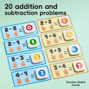 23pcs/1set Number Counting Blocks & Math Flash Cards Set, Educational Addition Subtraction Logic Puzzle Game, Early Learning Arithmetic Toy for Kids