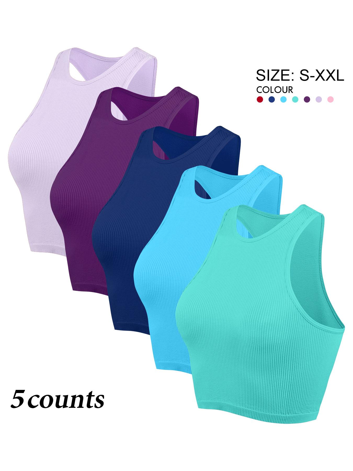 Women's Solid Color Racerback Sports Slim Fit Tank Top, Comfortable Breathable Round Neck Sleeveless Undershirt, Gymclothes, Ladies Sportswear for Indoor Outdoor Wear, Workout Clothes, Athletic Style Activewear, Activewear