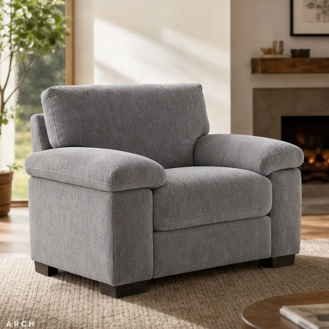 ARCH Modern Chenille Accent Chair Oversized Single Sofa Armchair 34.3 Inch Plush Cushion Soft Upholstered Reading Chair for Living Room Small Space Bedroom Multiple Color Options Beige Brown Green Grey, Beige/Brown/Green/Grey Color Options