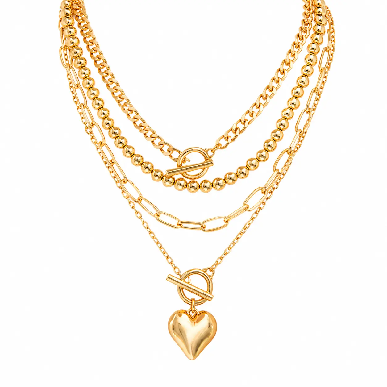 Minimalist Geometric Beaded Necklace Set for Women – Adjustable Short Metal Chain with Oval-Turn Buckle Closure, Lightweight Hip-Hop Inspired Design, Ideal for Everyday Layering and Casual Outfits