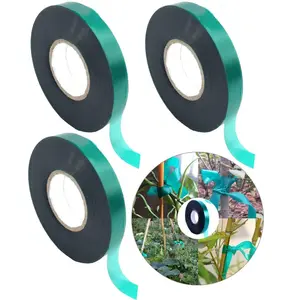 3 Rolls 150 Feet Stretch Tie Tape 0.5 Inch Garden Tie Tape Thick Plant Ribbon Garden Green Vinyl Stake for Indoor Outdoor Patio Plant Use