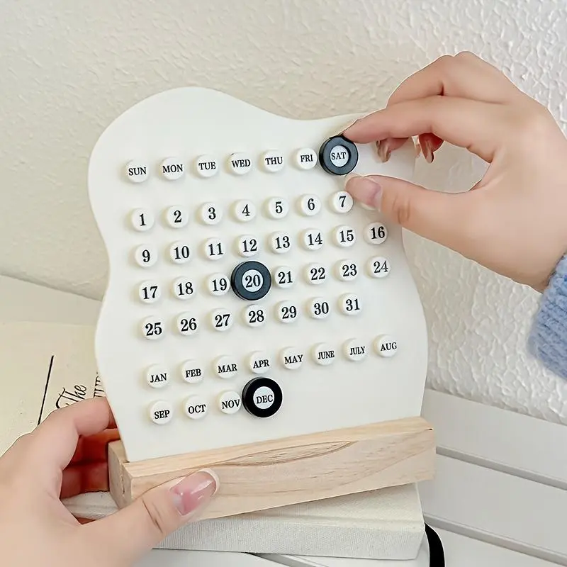 1pc/Wooden DIY Desktop Calendar, Creative Office Desktop Decoration, Holiday Decoration Calendar, High-looking Calendar, Monthly Calendar Planner, Very Suitable for Daily Planning, Study Gifts and Desktop Accessories, Daily Itinerary Plan