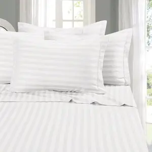 Best, Softest, Coziest 6-Piece Sheet Sets! - 1500 Premier Hotel Quality Luxurious Wrinkle Resistant 6-Piece Damask Stripe Bed Sheet Set, Queen White
