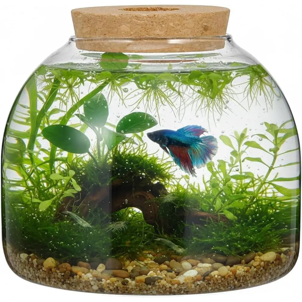 Glass Terrarium with Cork Lid - Glass  Terrarium,  Jar for  & Small Fish  & Office