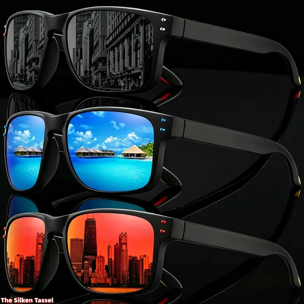 Polarized sports sunglasses with a durable PC frame, three-piece design, unisex, UV400 protection, suitable for outdoor sports, running and cycling. Polarized sunglasses, men's sunglasses.