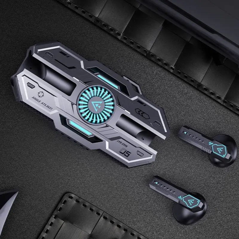 Wireless Bluetooth-compatible Gaming Earbuds, Long Battery Life, No Delay, Over-Ear Headphones, Cool Mech Design, Ideal for Pubg Players