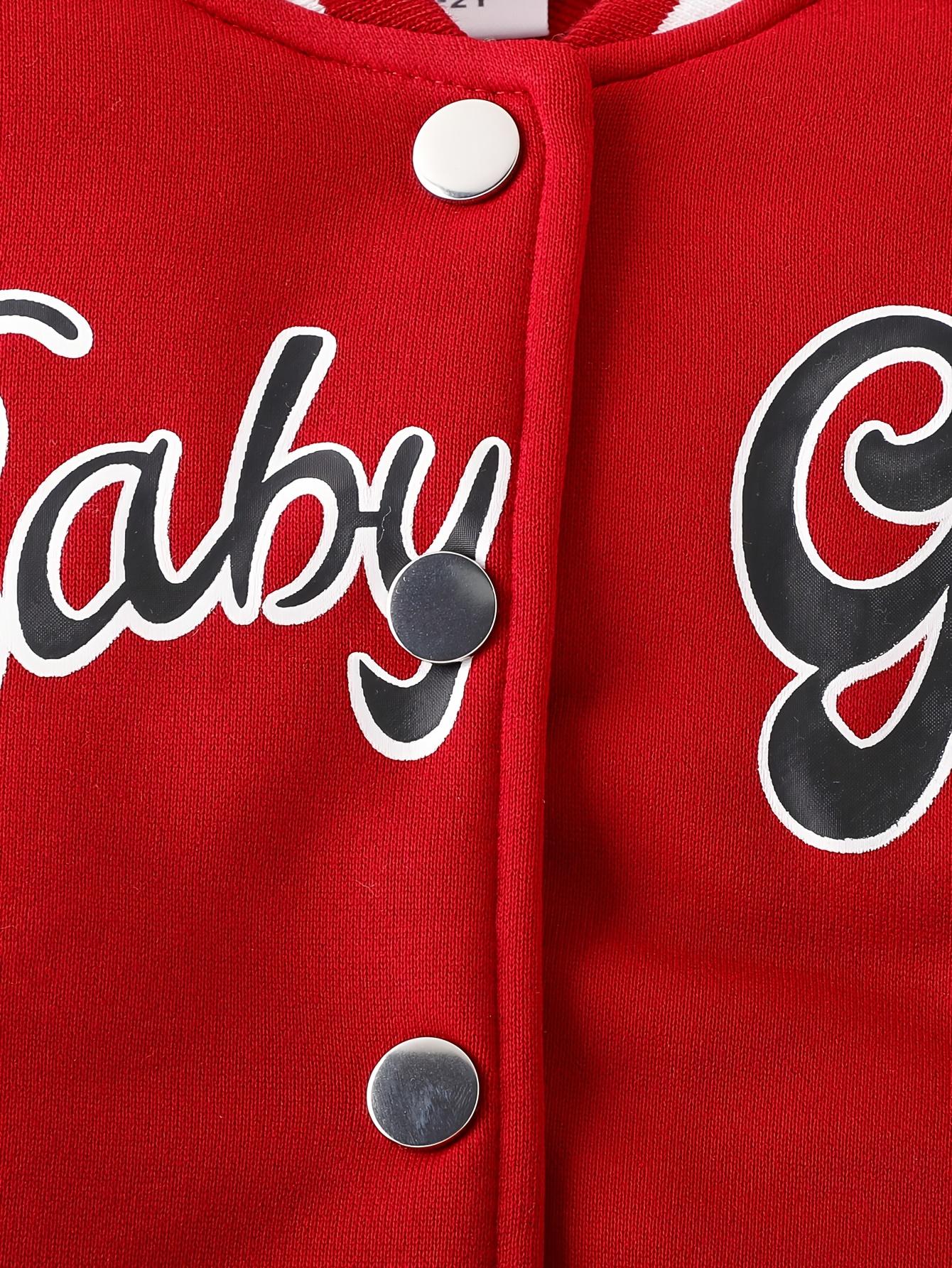 Kids Clothing Girls 2-Piece Preppy Look Set, Cotton Blend Baseball Jacket with Printed Letters + Pleated Skirt, Outdoor & Party Wear Gift