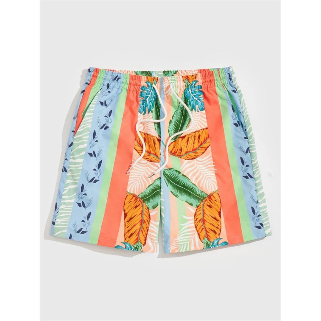 Summer Ice Cream Hawaiian Style Men's Quick-Drying Shorts Breathable Soft Comfortable Loose Plus Size Beach Swimwear Casual Shorts