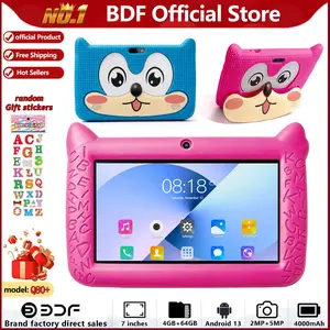 7 Inch Android OS Tablet for Kids,  Children's Gifts,2.4G WiFi Dual Camera Tablet with Shockproof Case, Home Educational Devices,