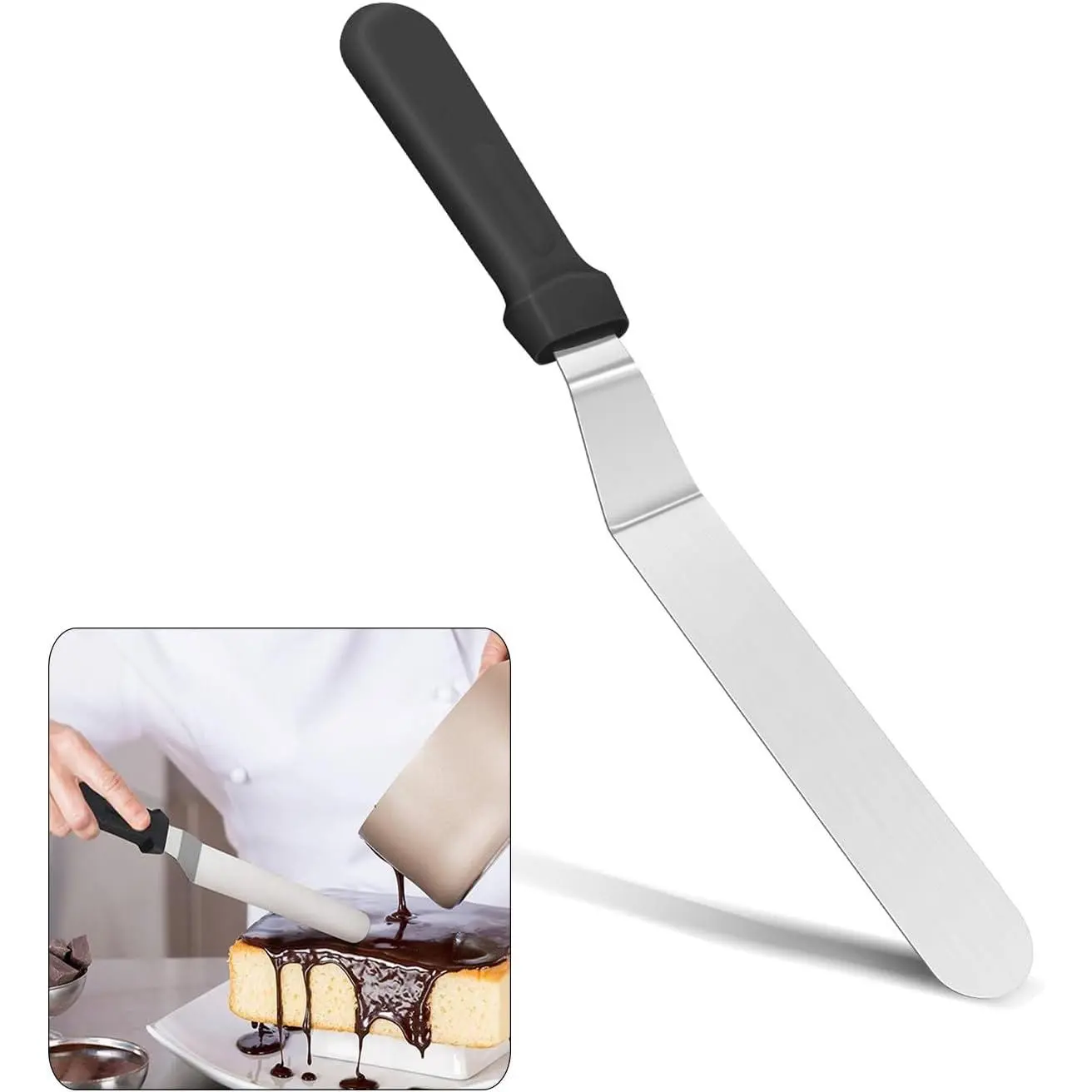 6" Small Angled Icing Spatula, Professional  Grade Stainless Steel Cake Spatula with Sturdy & Durable Handle, Ideal for Frosting & Decorating Cakes, Baking
