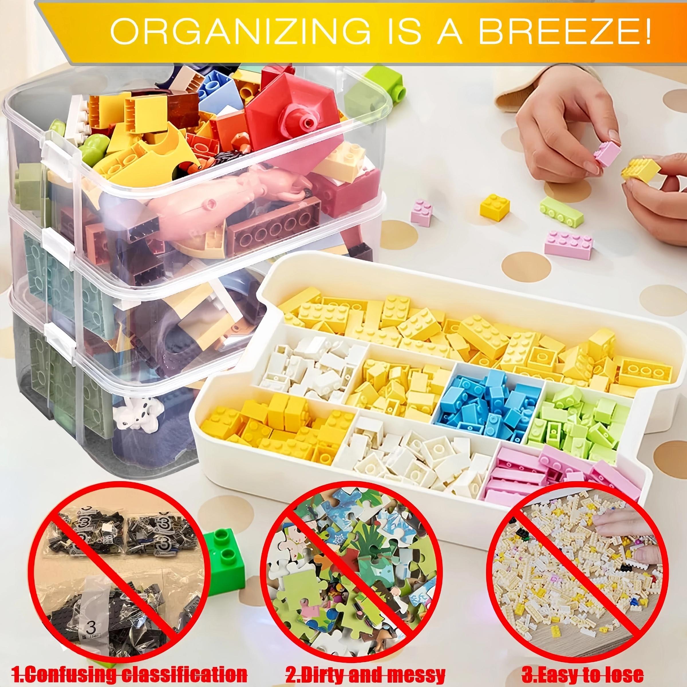 1 large particle building block storage box, super large capacity parts sorting bucket, 3-layer stackable storage box, suitable for home organization, ideal for bedrooms and game rooms, Multilayer Storage, Multifunctional Storage Bin