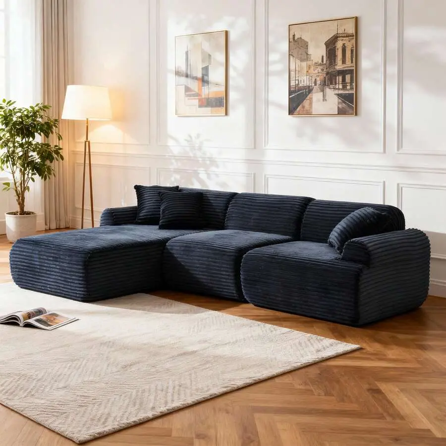 105" Modular Sectional Sofa Couch Living Room, L-Shaped Convertible Boneless Compressed Couch With Removable & Washable Sofa Cover, Modular Reconfigurable Sectional Apartments & Small Spaces, No-Assembly